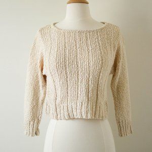 Crop Cream-colored "Popcorn" Sweater